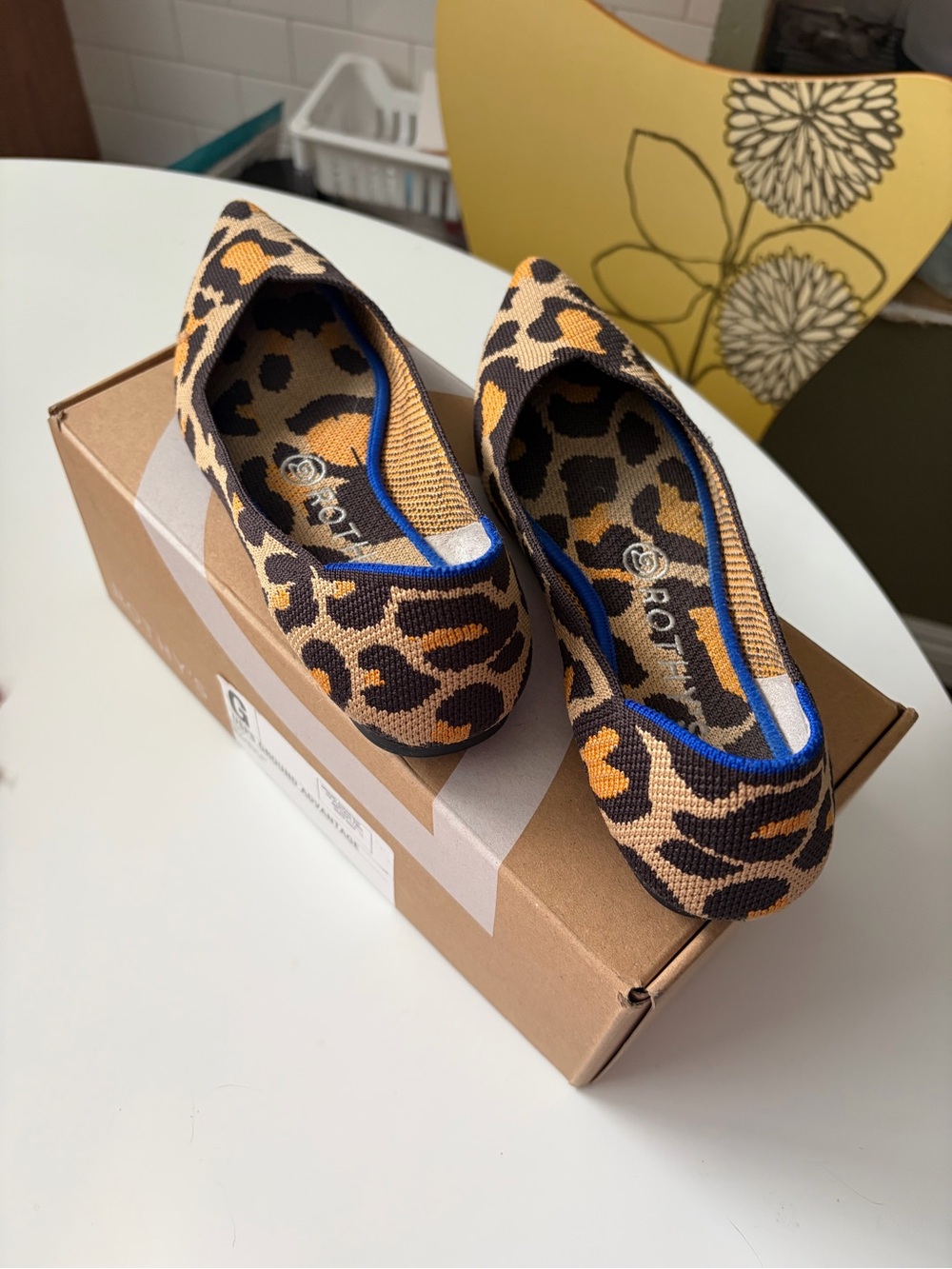 Rothy's The Point Leopard Print Knit Ballet Flats